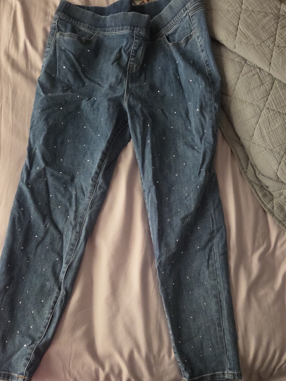 Lane Bryant Medium Blue  Denim Jeggings with Rhinestones